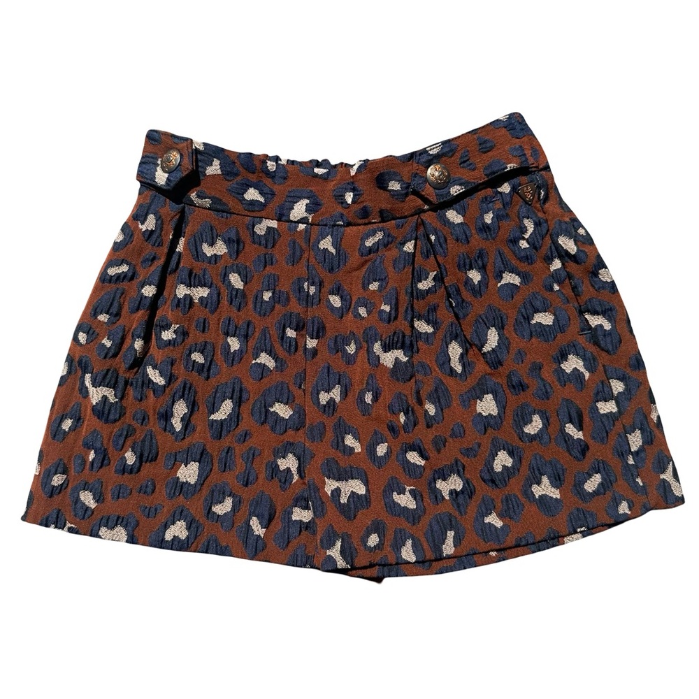 Scotch & Soda Girls Blue and Brown Leopard Skirt Size 4
